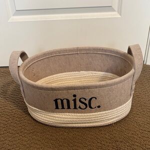 Misc. Two-Tone Felt and Rope Storage Basket - Taupe and Cream